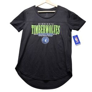 Minnesota‎ Timberwolves Basketball Womens Large Black Mesh Athletic T Shirt NBA